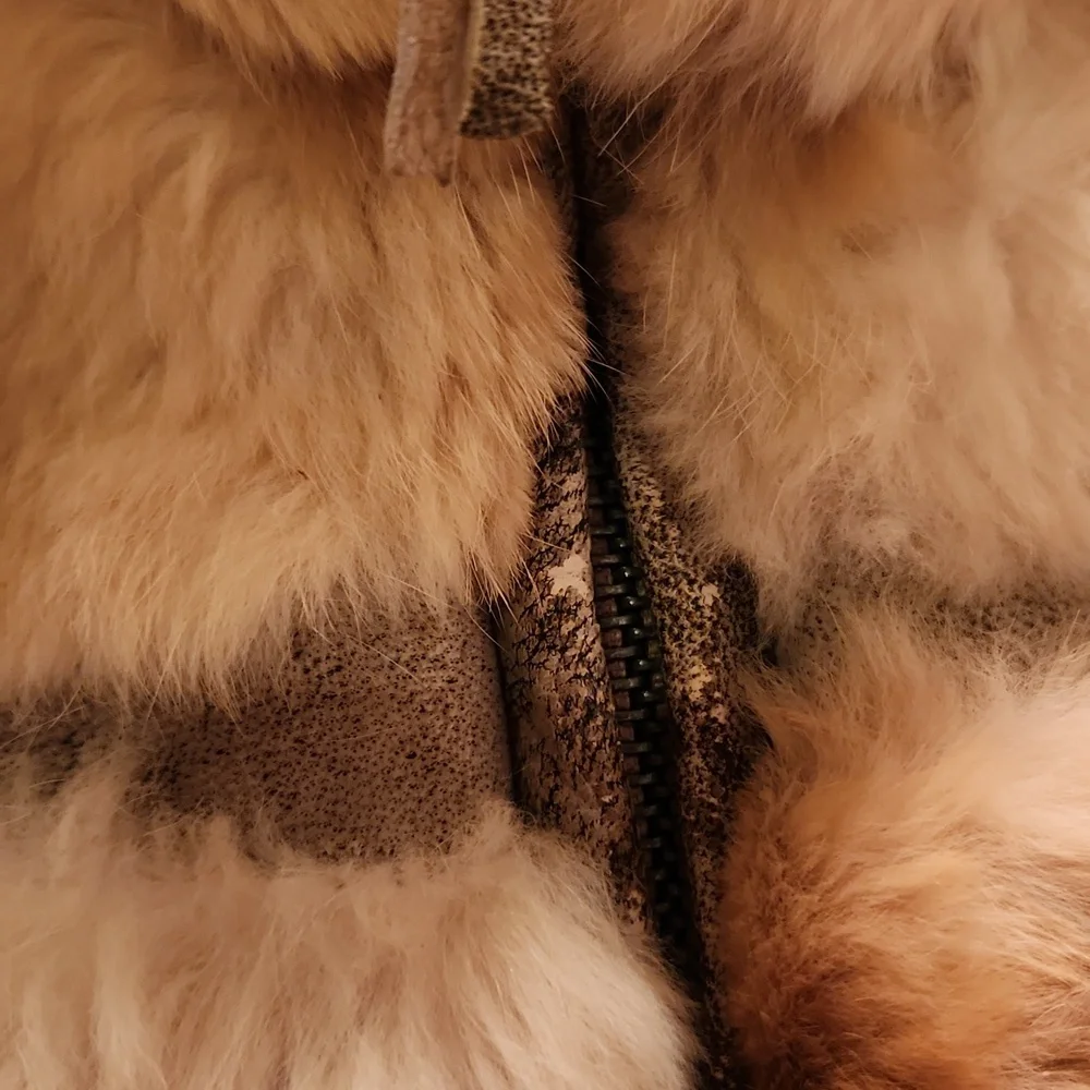 Vintage June  genuine natural rabbit fur and leather details  jacket  size M - Picture 6 of 17
